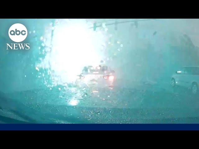 ⁣Strong winds send debris and sparks flying amid tornado warning in Maryland