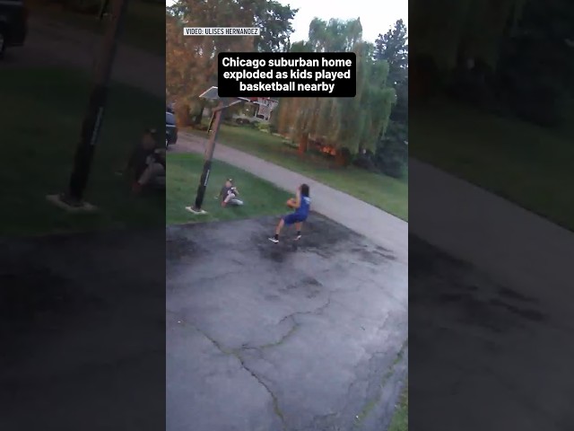⁣Home EXPLODES in Chicago suburbs as kids play basketball near by
