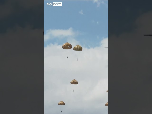 ⁣Parachutists recreate D-Day invasion