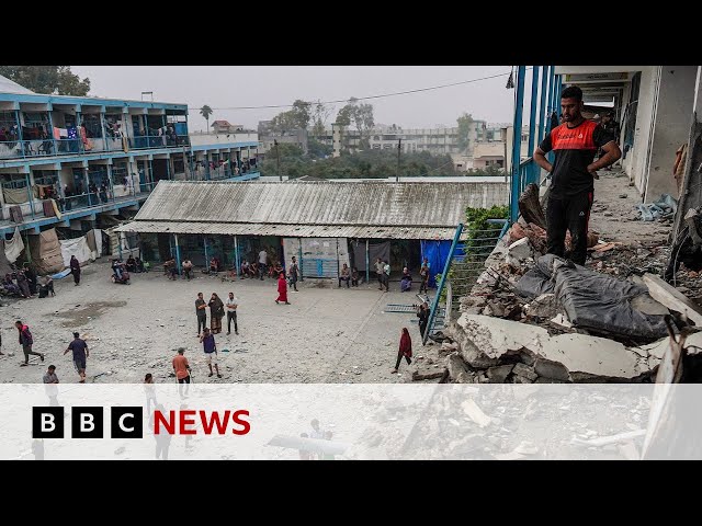 ⁣Israeli strike on Gaza UN shelter kills at least 27, local officials say | BBC News