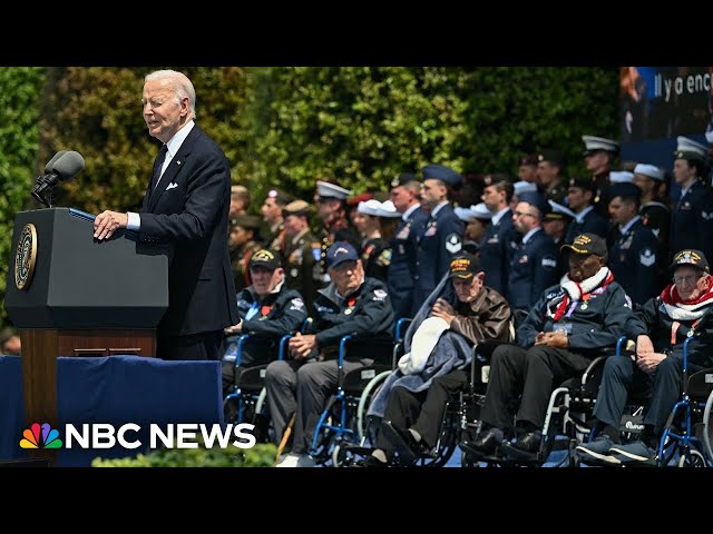 ⁣Biden name-checks individual veterans attending the D-Day ceremony