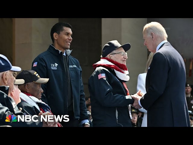 ⁣Biden salutes WWII veterans during D-Day 80th anniversary speech in Normandy