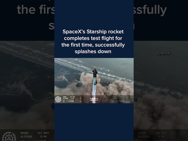 ⁣SpaceX's Starship rocket completes test flight for the first time, successfully splashes down