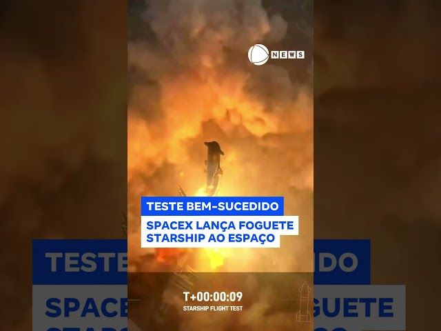 ⁣SpaceX lança foguete Starship ao espaço  #RecordNews #Shorts