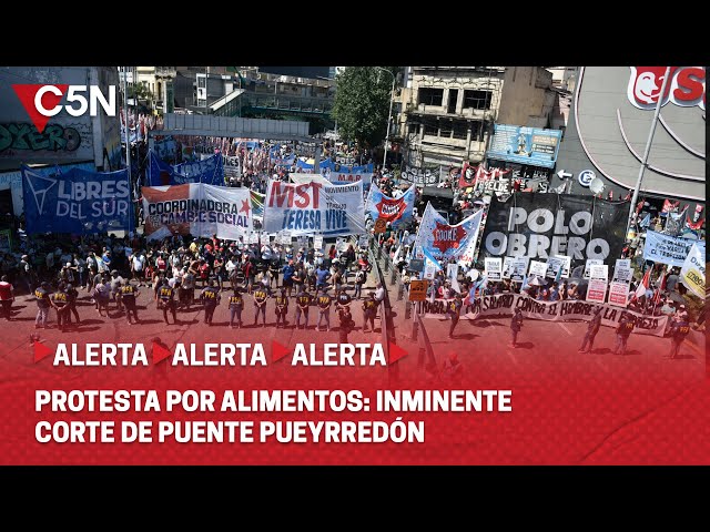 ⁣PROTESTA en RECLAMO de ALIMENTOS: INMINENTE CORTE de PUENTE PUEYRREDÓN