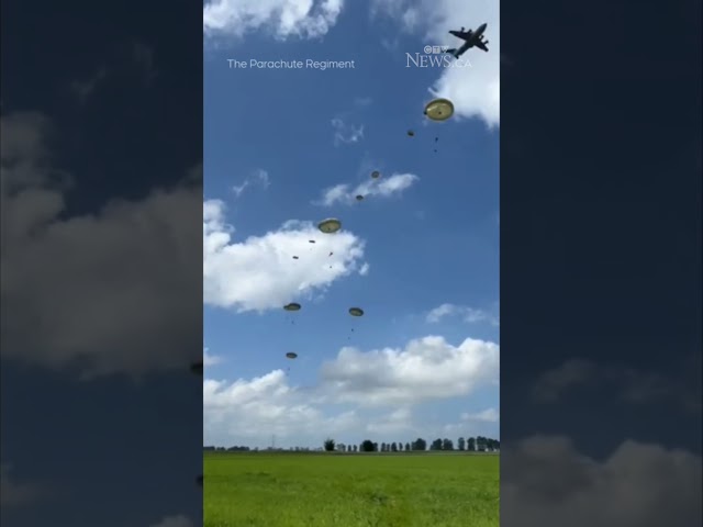⁣Paratroopers recreate historic drop into Normandy