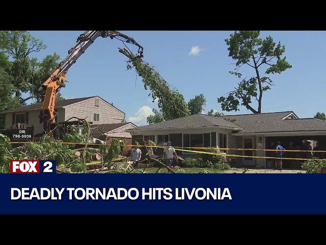 ⁣Livonia neighborhood reeling after tornado