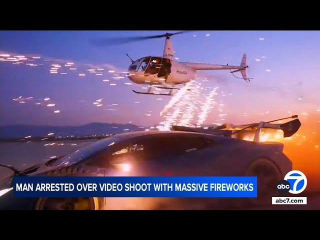 ⁣YouTuber arrested for video of Lamborghini shot with fireworks from helicopter