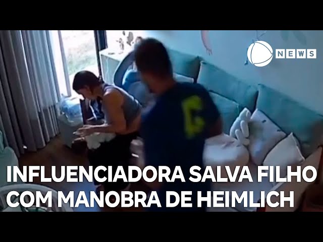 ⁣Influenciadora Clara Maia salva filho com manobra de Heimlich