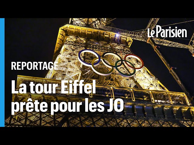 ⁣« C'est fantastique » : la tour Eiffel s'est parée de ses anneaux olympiques sous leurs ye