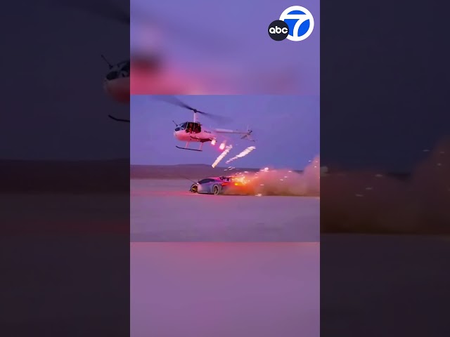 ⁣YouTuber arrested after video shows fireworks shot from helicopter at Lamborghini