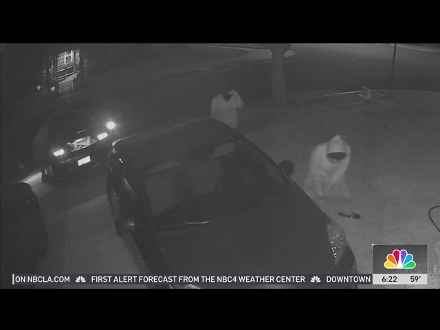 ⁣Catalytic converter thief appears to point handgun at home