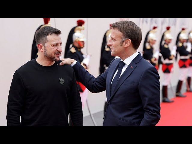 ⁣Ukraine's president meets Macron in Paris to secure more military aid