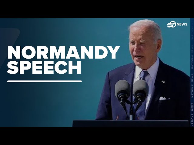 ⁣Biden honors D-Day, defends democracy in Pointe du Hoc speech at Normandy