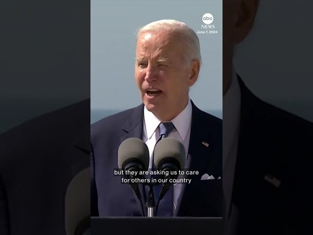 ⁣Biden makes forceful defense of democracy in D-Day anniversary speech