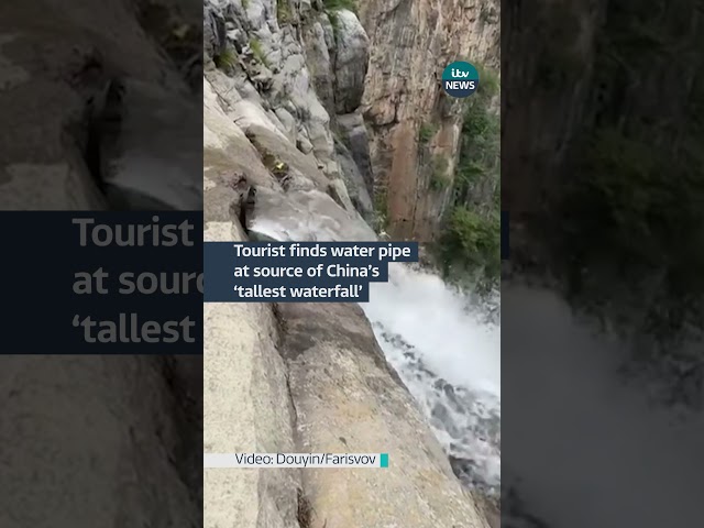 A video posted on Douyin showed water gushing out of a tube built into rocks #itvnews #china