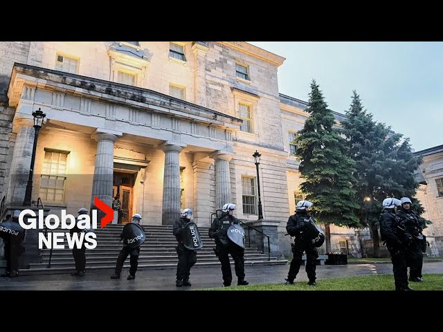 ⁣Montreal police arrest 15 after pro-Palestinian protesters occupy McGill University building