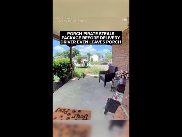 ⁣Porch pirate didn't even wait for delivery driver to leave porch