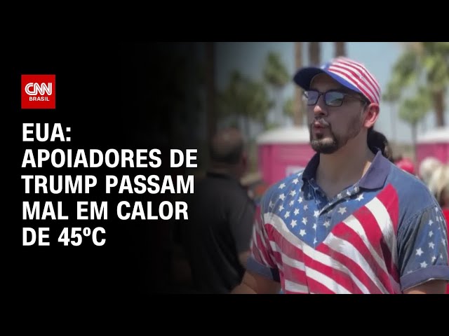 ⁣EUA: Apoiadores de Trump passam mal em calor de 45ºC | BRASIL MEIO-DIA