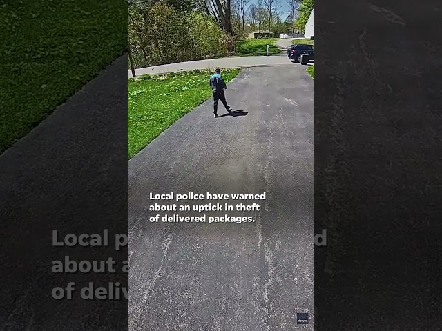 ⁣Ring camera captures a man disguised as an Amazon delivery driver stealing a package #Shorts