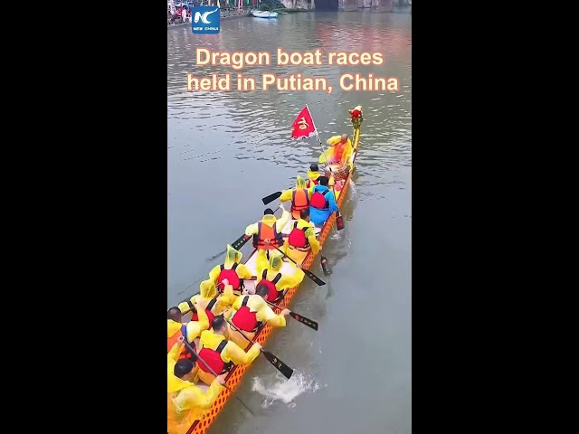 ⁣Dragon boat races held in Putian, China