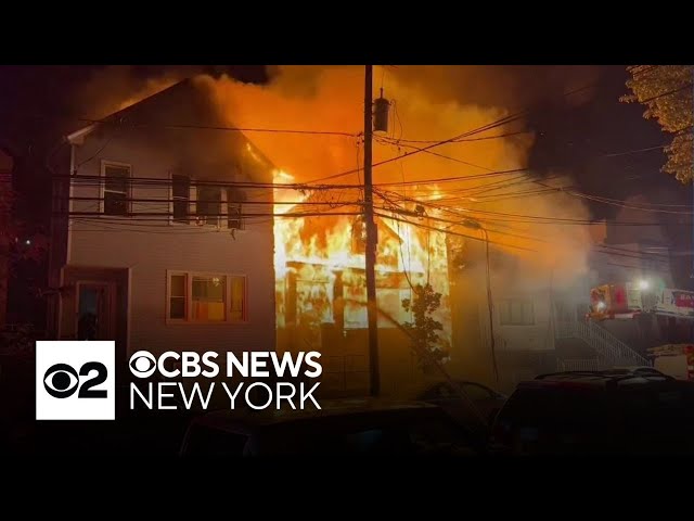 ⁣Video shows raging house fire in New Jersey