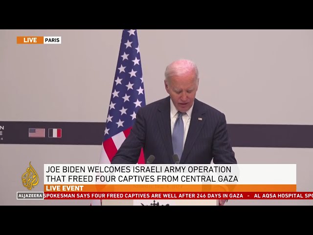 ⁣Biden and Macron delivery address in Paris