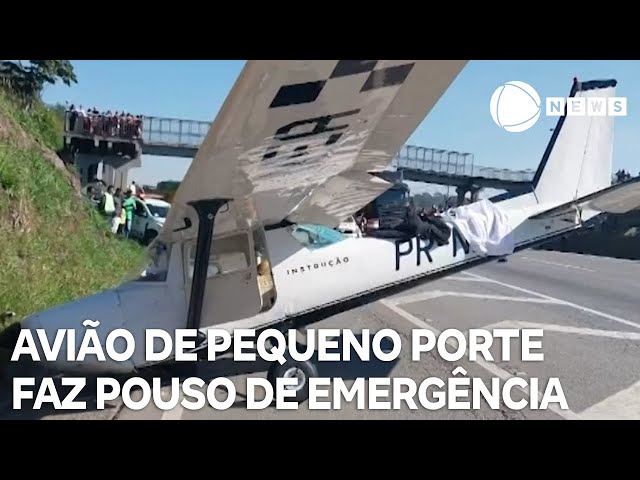 ⁣Avião de pequeno porte faz pouso de emergência em SP
