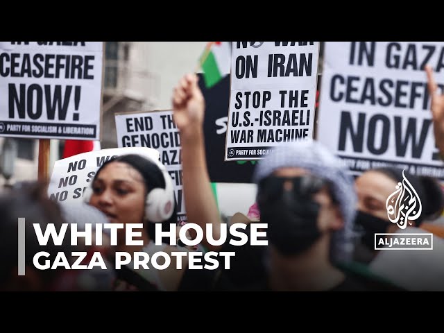 ⁣Palestinian solidarity protests: Thousands gather outside the white house for Gaza