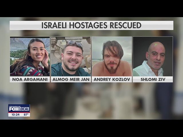 ⁣Israel-Hamas War: 4 Israeli hostages reunited with families