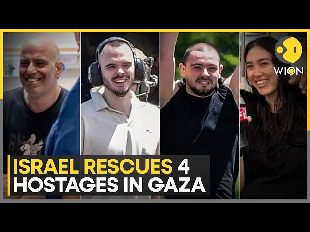 ⁣Israel-Hamas war: Israel army says rescued 4 hostages alive in Gaza | Latest News | WION