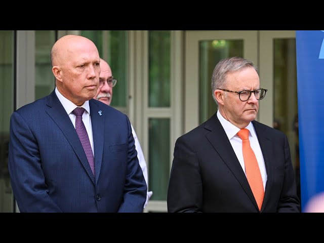 ⁣Albanese and Dutton stand up together to ‘universally condemn’ Greens