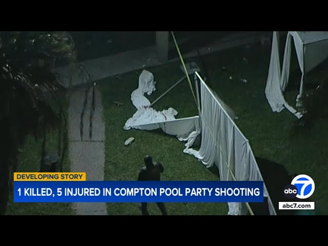 ⁣Shooting at Compton pool party leaves 1 dead, 5 injured; suspect at large
