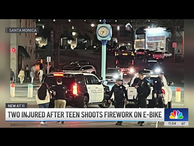 ⁣Teen shoots firework on e-bike in Santa Monica