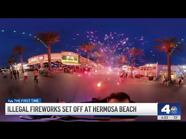 ⁣Man hit by fireworks at Hermosa Beach