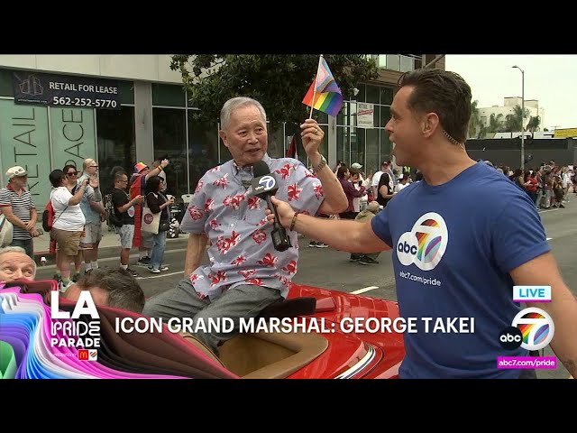 ⁣LA Pride Parade: Actor George Takei, LAFD Chief Kristin Crowley serve as grand marshals