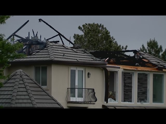 ⁣Crews battle house fire after initial reports of lightning strike