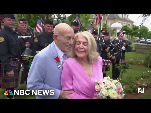 ⁣100-year-old WWII veteran returns to Normandy, this time to get married