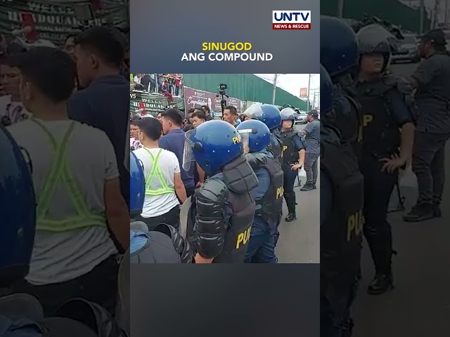 ⁣Pagsisilbi ng arrest warrant vs Quiboloy, nagkatensyon; Mga pulis, hinarang ng supporters