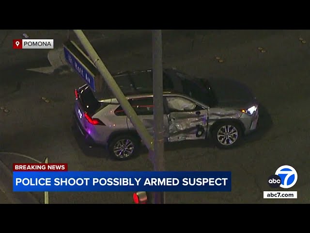 ⁣Pomona police open fire at armed suspect after crash