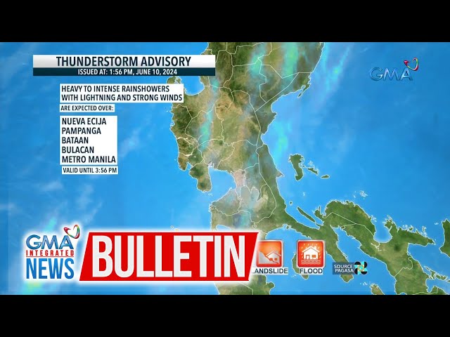 ⁣Thunderstorm advisory issued at 1:56 PM (June 10, 2024) | GMA Integrated News Bulletin