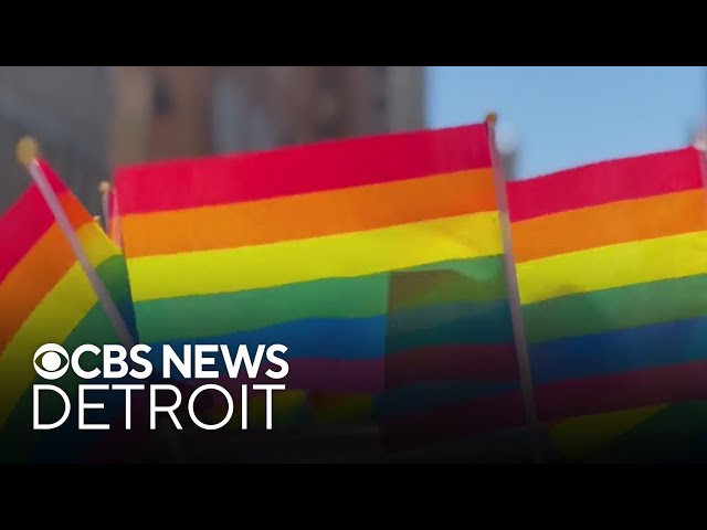 ⁣Thousands fill the streets of downtown Detroit for Motor City Pride