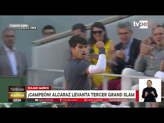 ⁣Carlos Alcaraz se proclama campeón de Roland Garros 2024