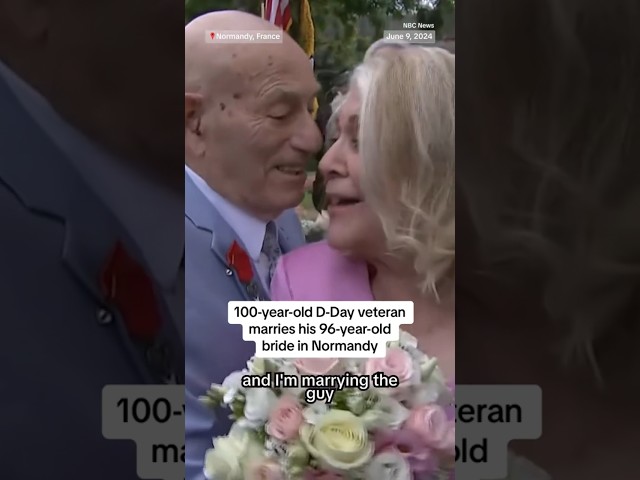 ⁣100-year-old D-Day veteran married his 96-year-old bride in Normandy