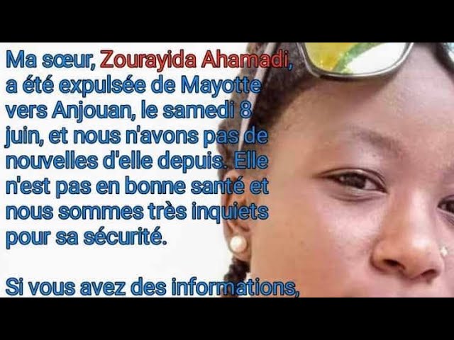 ⁣Zouraida Ahamadi, une mahoraise expulsée de Mayotte vers Anjouan