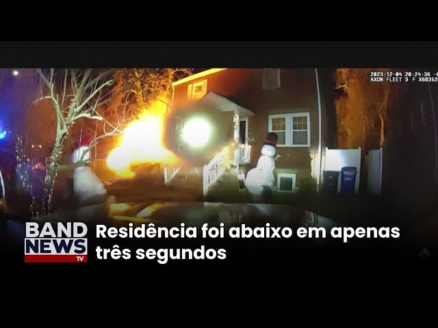 ⁣Casa explode em operação policial nos Estados Unidos