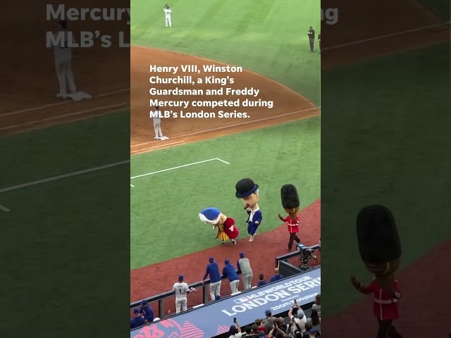 ⁣MLB mascot race with a British twist during Mets, Phillies game #shorts