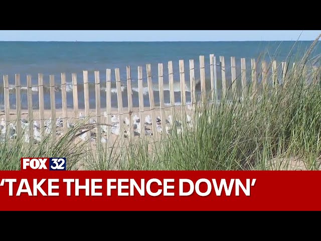 ⁣'Please take the fence down': Controversy surrounds Wilmette beach's newest addition