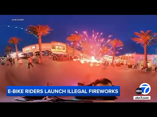 ⁣Group on e-bikes set off illegal fireworks in crowded tourist area of Hermosa Beach