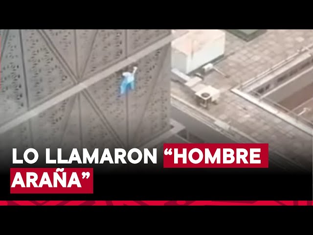 ⁣Argentina: sujeto trepó edificio de 20 pisos vestido con la camiseta de Lionel Messi